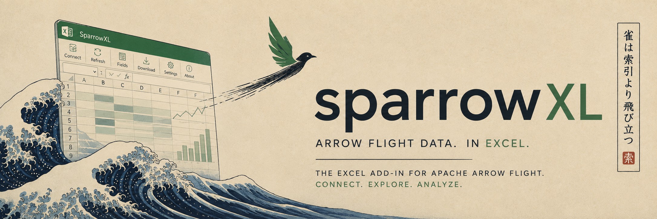 sparrowXL — data arriving in an Excel workbook